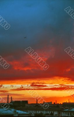 Industrial evening landscape