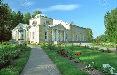 Wooden summer building in the garden