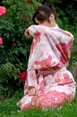 Girl in a flower yukata