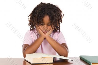Adorable african girl reading