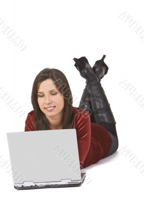 Woman working on a laptop