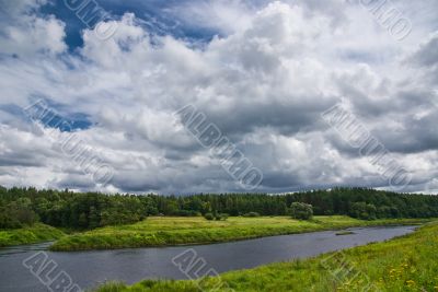 Clouds over river