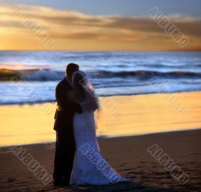 Couple wedding at sunset