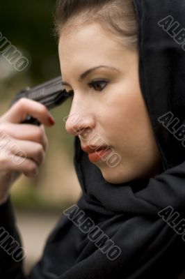 suicide woman in black