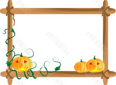 Wooden frame with pumpkins
