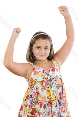 Winner girl with flowered dress