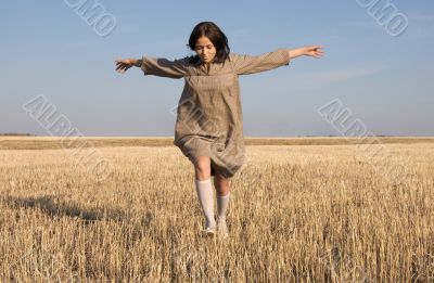 girl running on the field