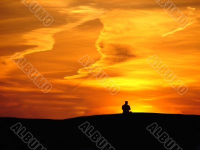 Man and sunset