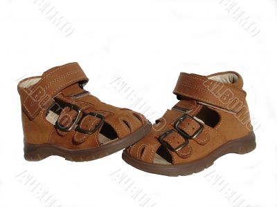 Baby`s brown shoes
