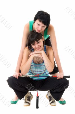 two girls with badminton racket