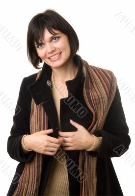 young woman in topcoat
