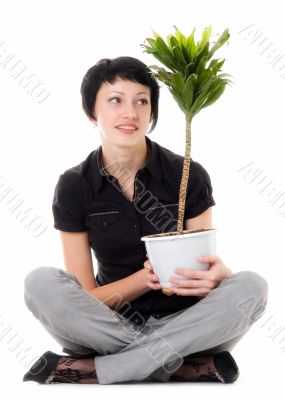 woman with flower