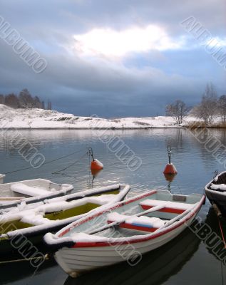 Boats under snow