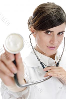 lady doctor showing stethoscope