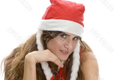 smart woman with santa cap