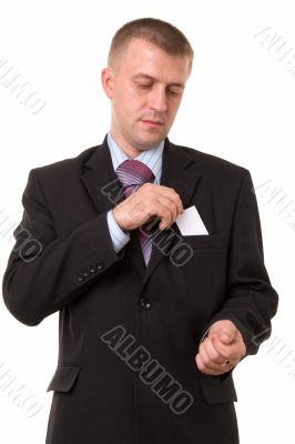 businessman with business card