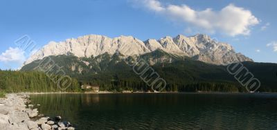 Zugspitze and lake Eibsee, Germany