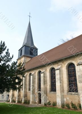 Small medieval church in the French village
