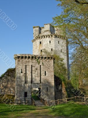Tower and entrance gate of an old fortress in France
