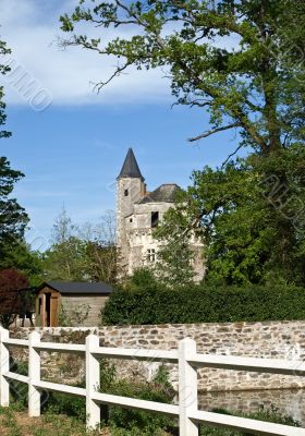 Kind on a medieval castle from grounds
