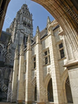 The arches and constructions of a Gothic cathedral 
