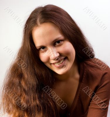 Girl in smooth violet light