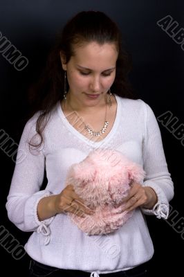 Female with plush toy