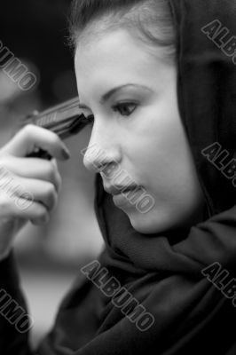 suicide woman in black