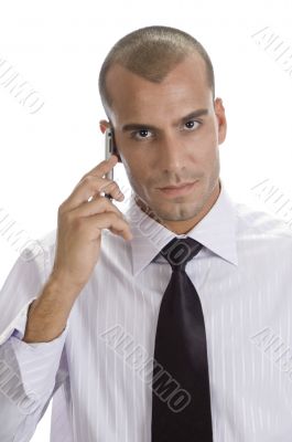 man with mobile looking to camera