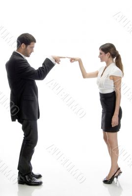 attractive couple joining fingers