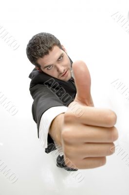 businessman showing thumbs up