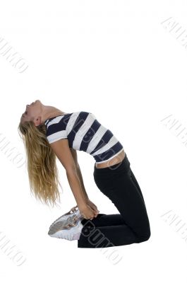 woman bending stretching her back