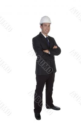 happy young architect with helmet