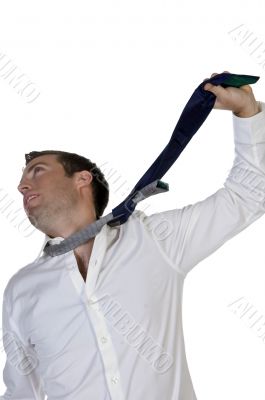 businessman hanging himself to his tie