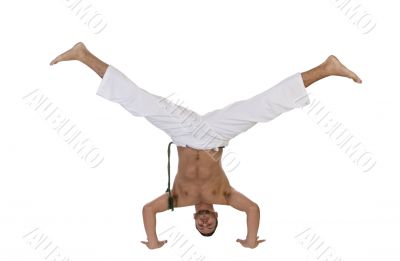 young caucasian doing cartwheel