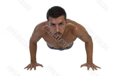 handsome young male exercising