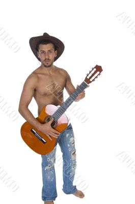young musicain holding guitar