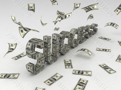 three dimensional success text made