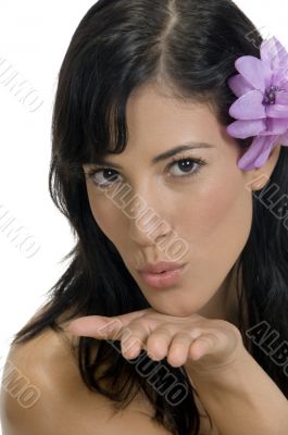 beautiful lady giving you flying kiss