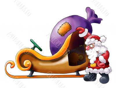 Santa Claus having a rest near his sledge