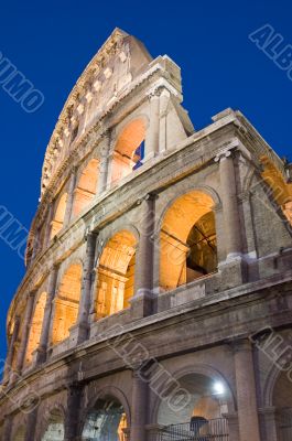 Coliseum in Rome city closeup