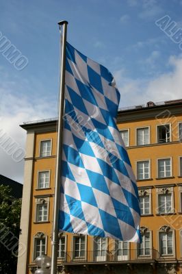 Bavarian flag at the Munich Marienplatz