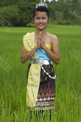 Girl at the rice field, Thailand