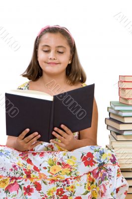 Adorable girl reading