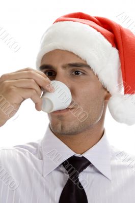 smart male drinking tea