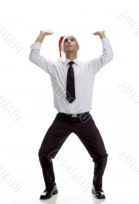 young businessman looking upward