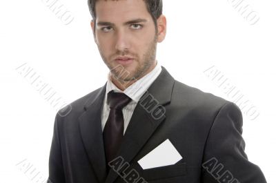 young businessman saving his visiting card