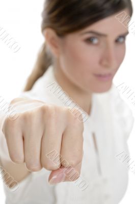 lady showing fist