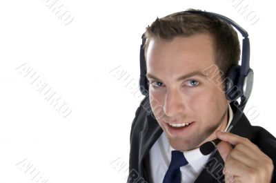 smiling businessman with headphone
