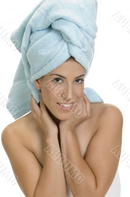 beautiful woman in towel